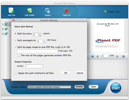 set pdf splitting method
