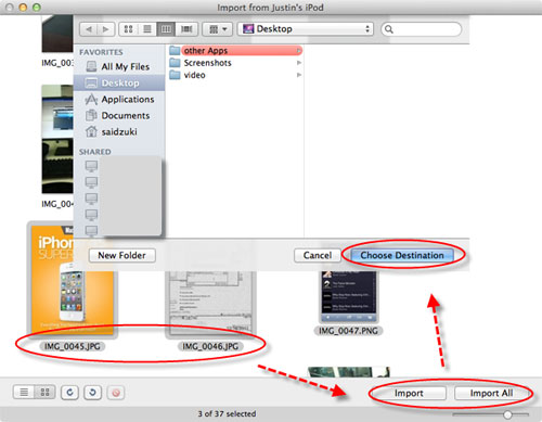 import camera roll photos from iphone to mac via preview